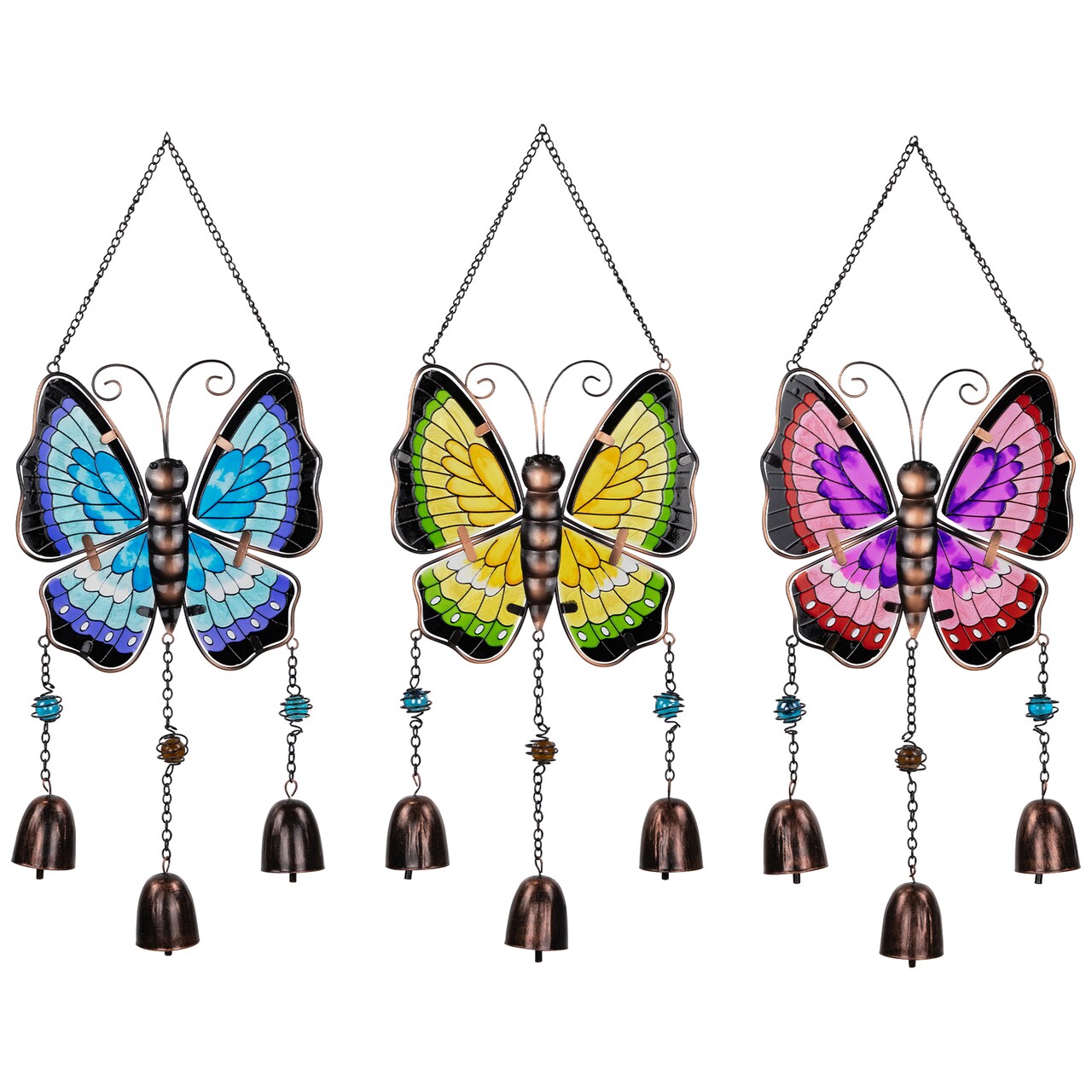 Northlight Metal Butterfly Outdoor Garden Suncatcher Windchimes - 21" - Set of 3